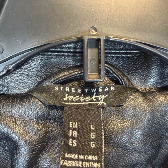 SWS Motorcycle Jacket Womens Size Large Black Faux Leather Embroidered Bikercore - Picture 3 of 9